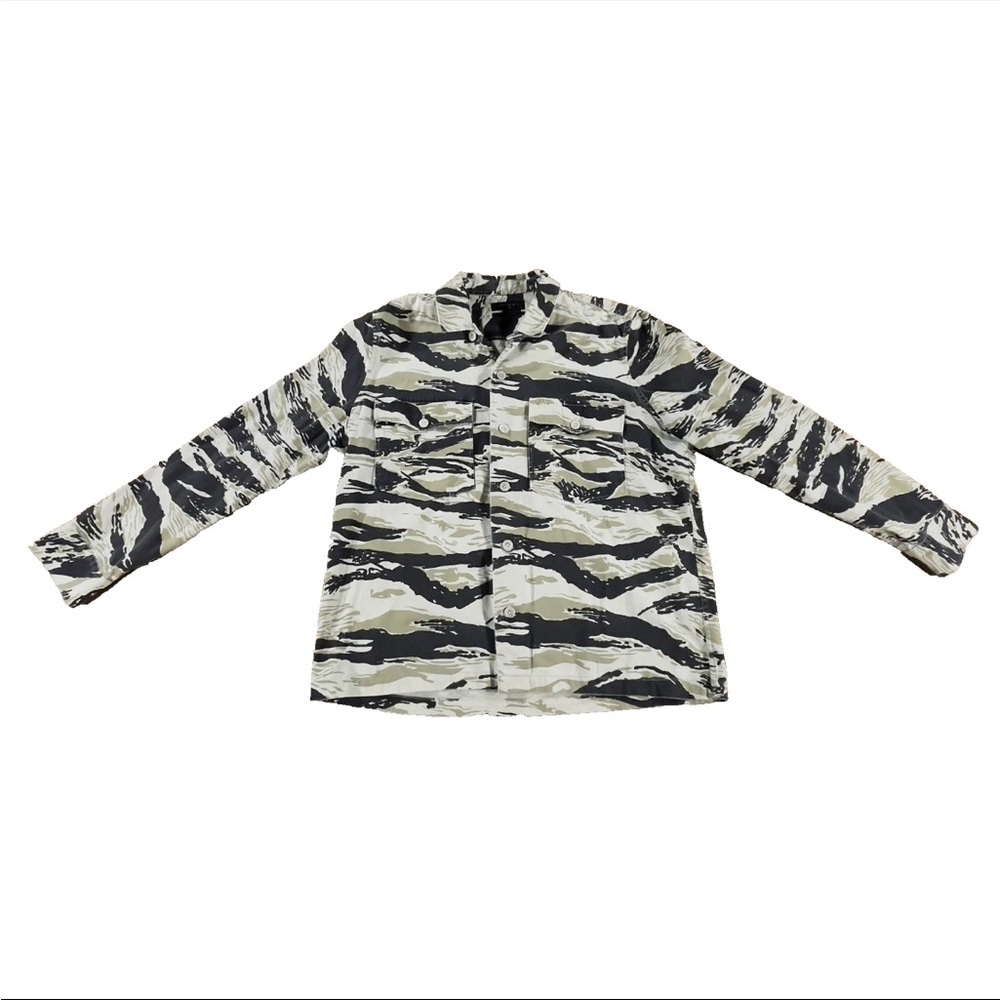 AllSaints Tiger Camo Military Utility Button OverShirt 100% Cotton Street Gorp